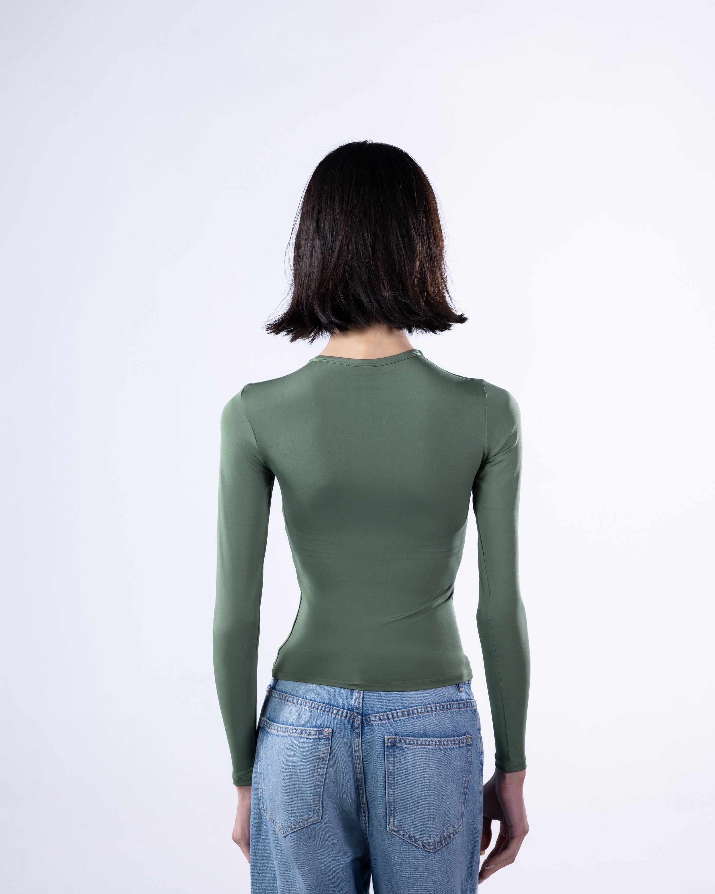 ROUND AERO CONTOUR LONG SLEEVE TOP - OLIVE