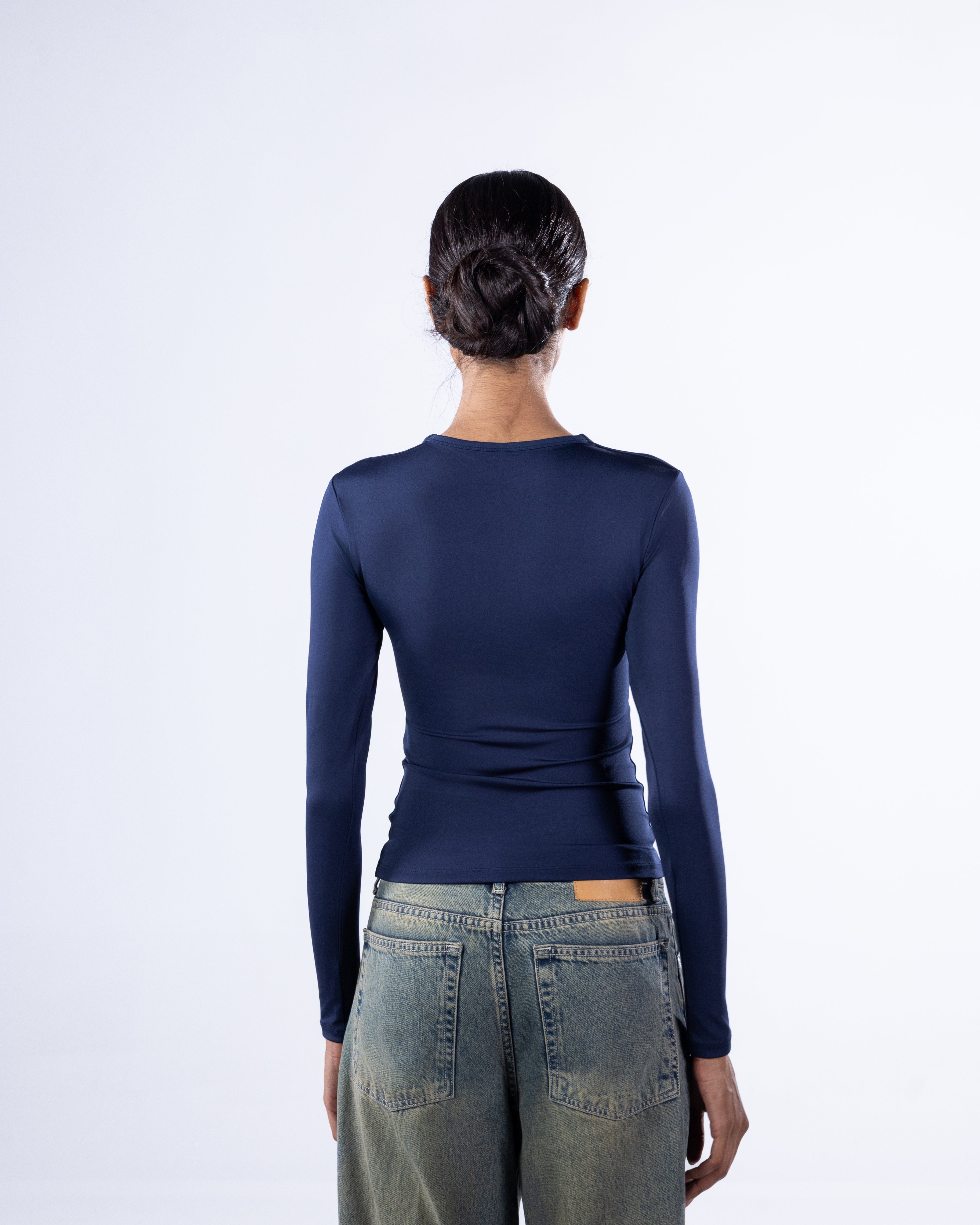 ROUND AERO CONTOUR LONG SLEEVE TOP - NAVY BLUE