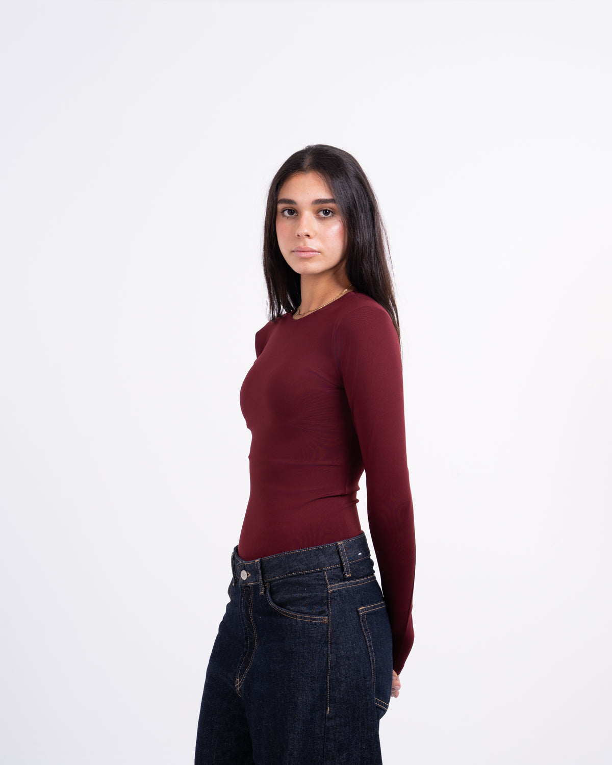 ROUND AERO CONTOUR LONG SLEEVE TOP - BURGUNDY