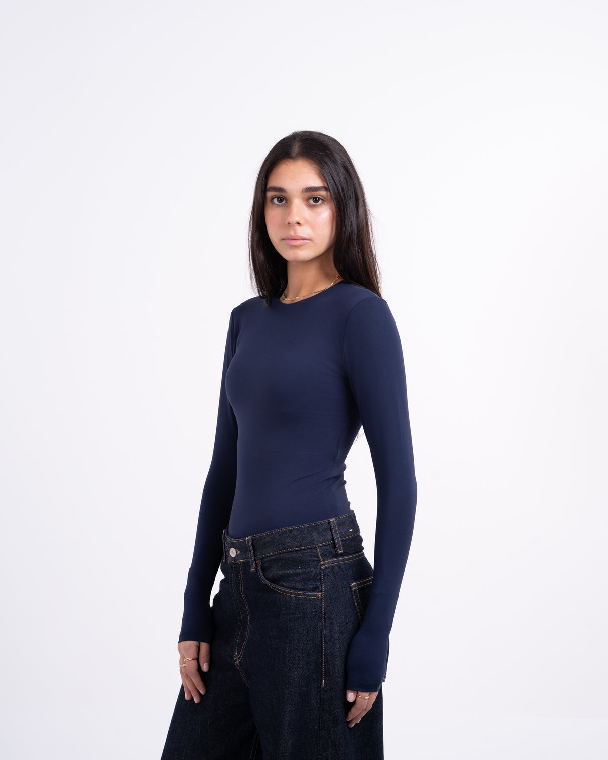 ROUND AERO CONTOUR LONG SLEEVE TOP - NAVY BLUE
