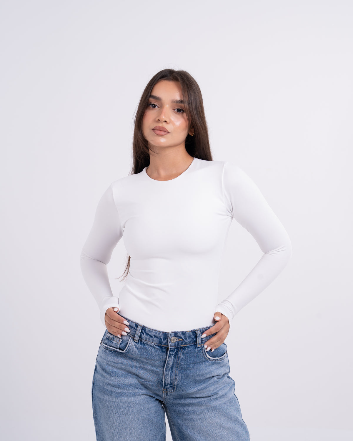 ROUND AERO CONTOUR LONG SLEEVE TOP - WHITE