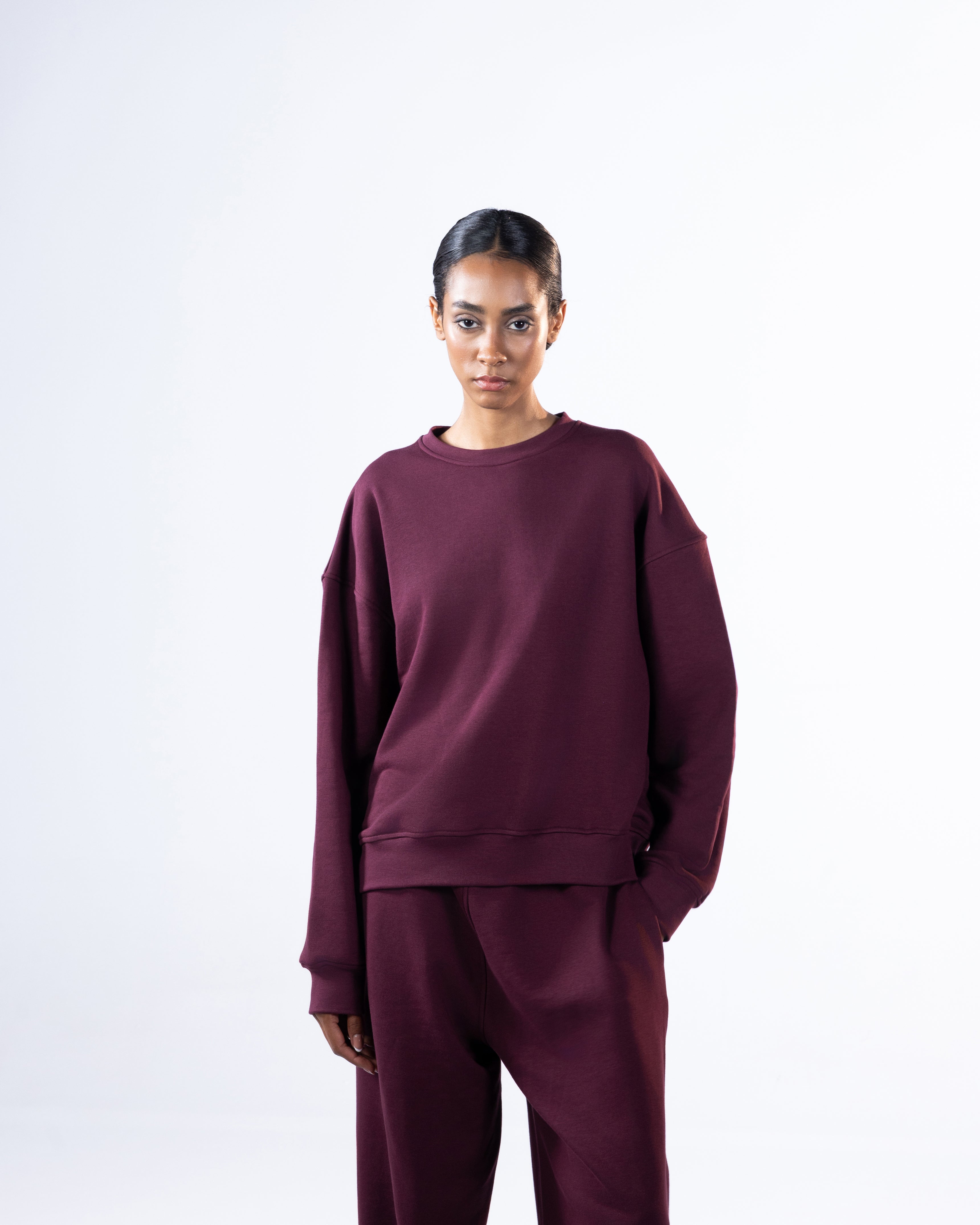 RELAXED CREWNECK - BURGUNDY