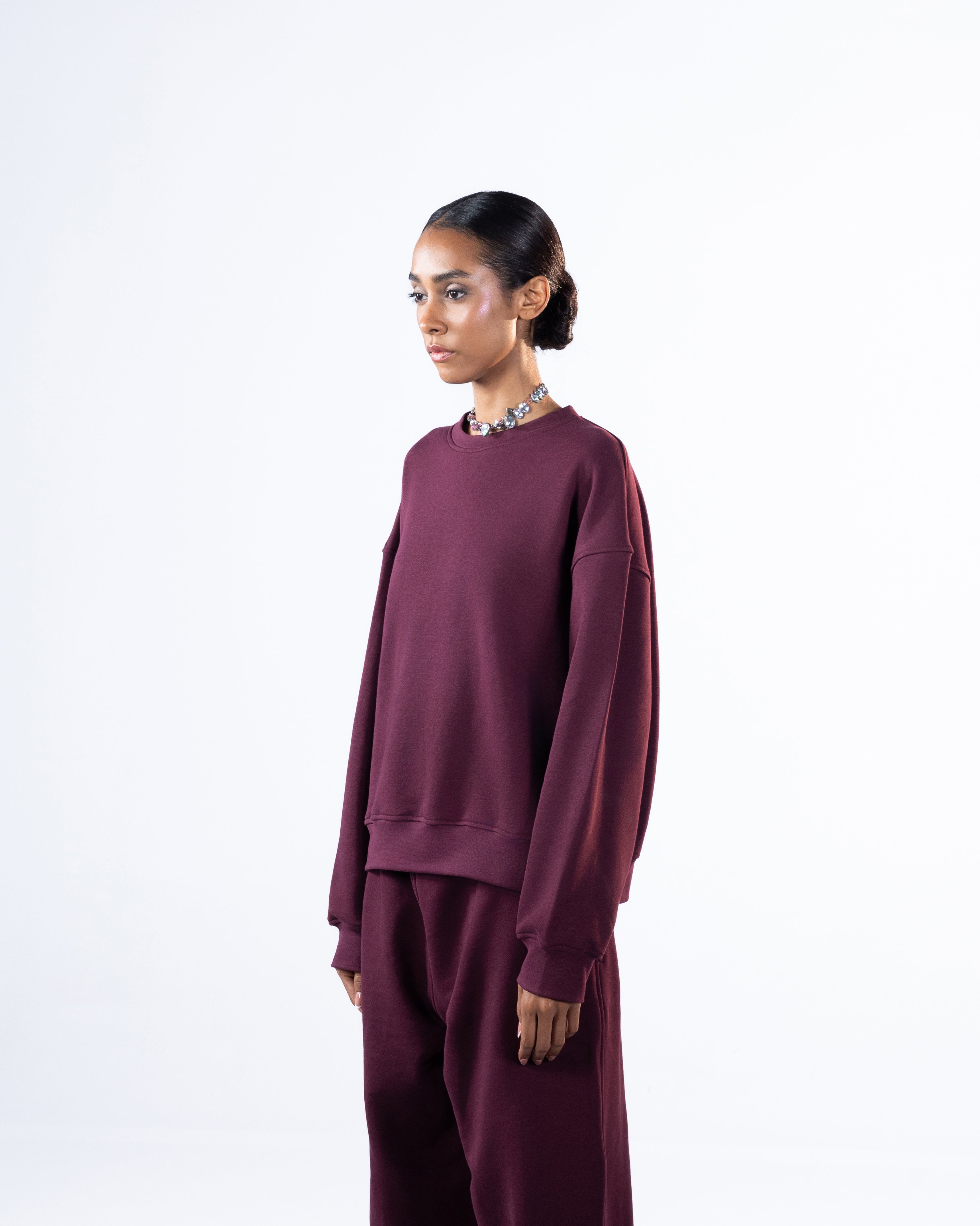 RELAXED CREWNECK - BURGUNDY
