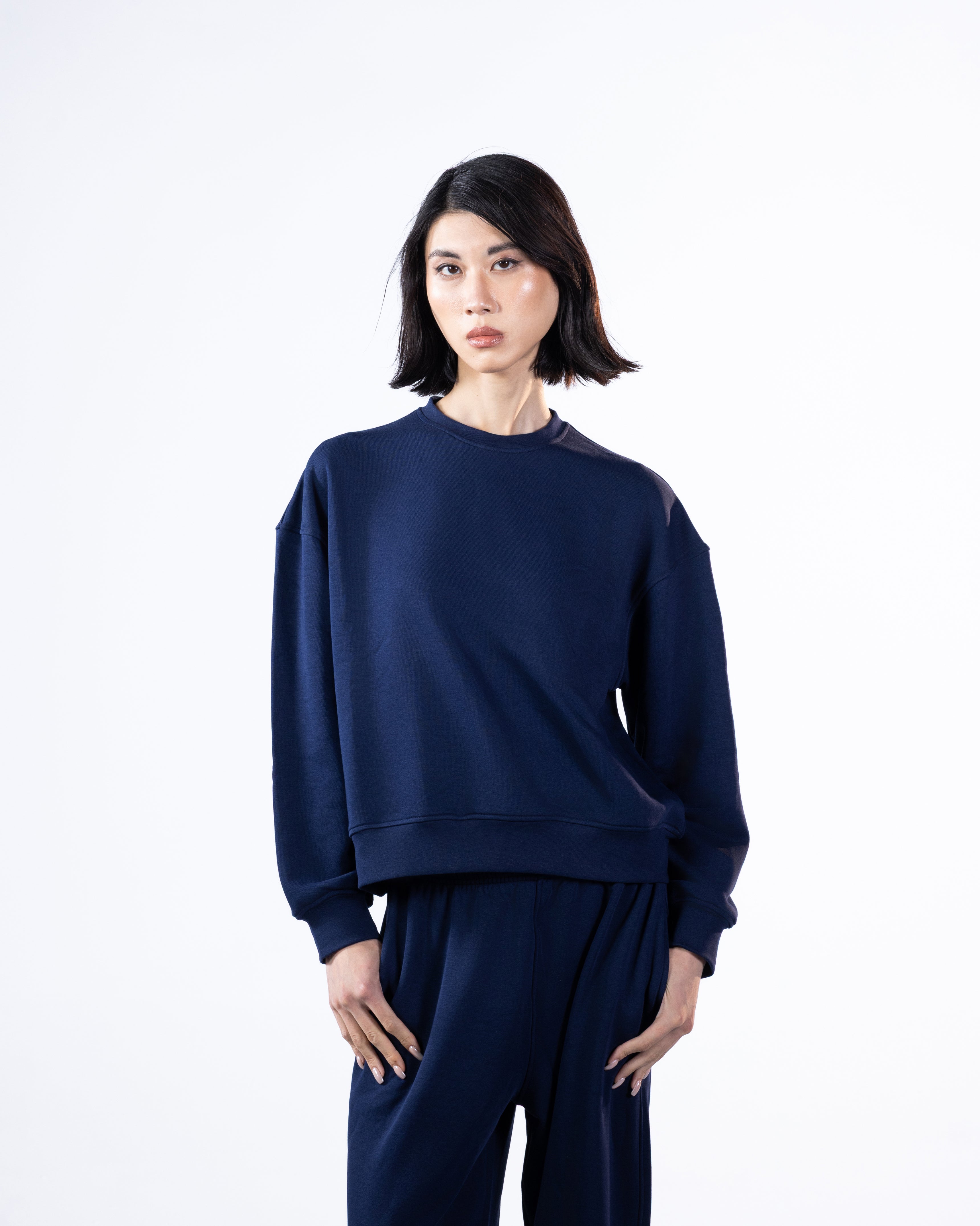 RELAXED CREWNECK - NAVY BLUE