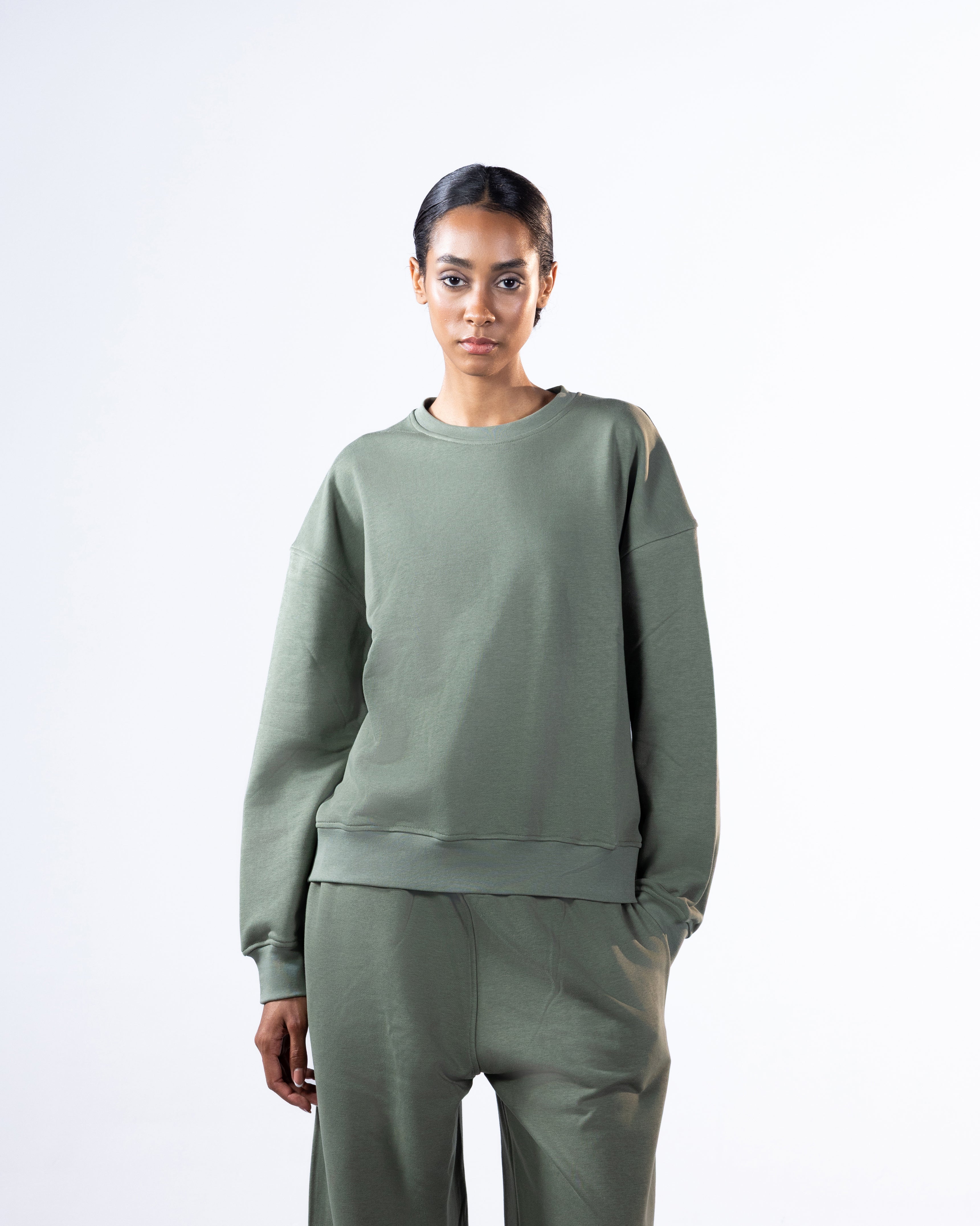 RELAXED CREWNECK - OLIVE