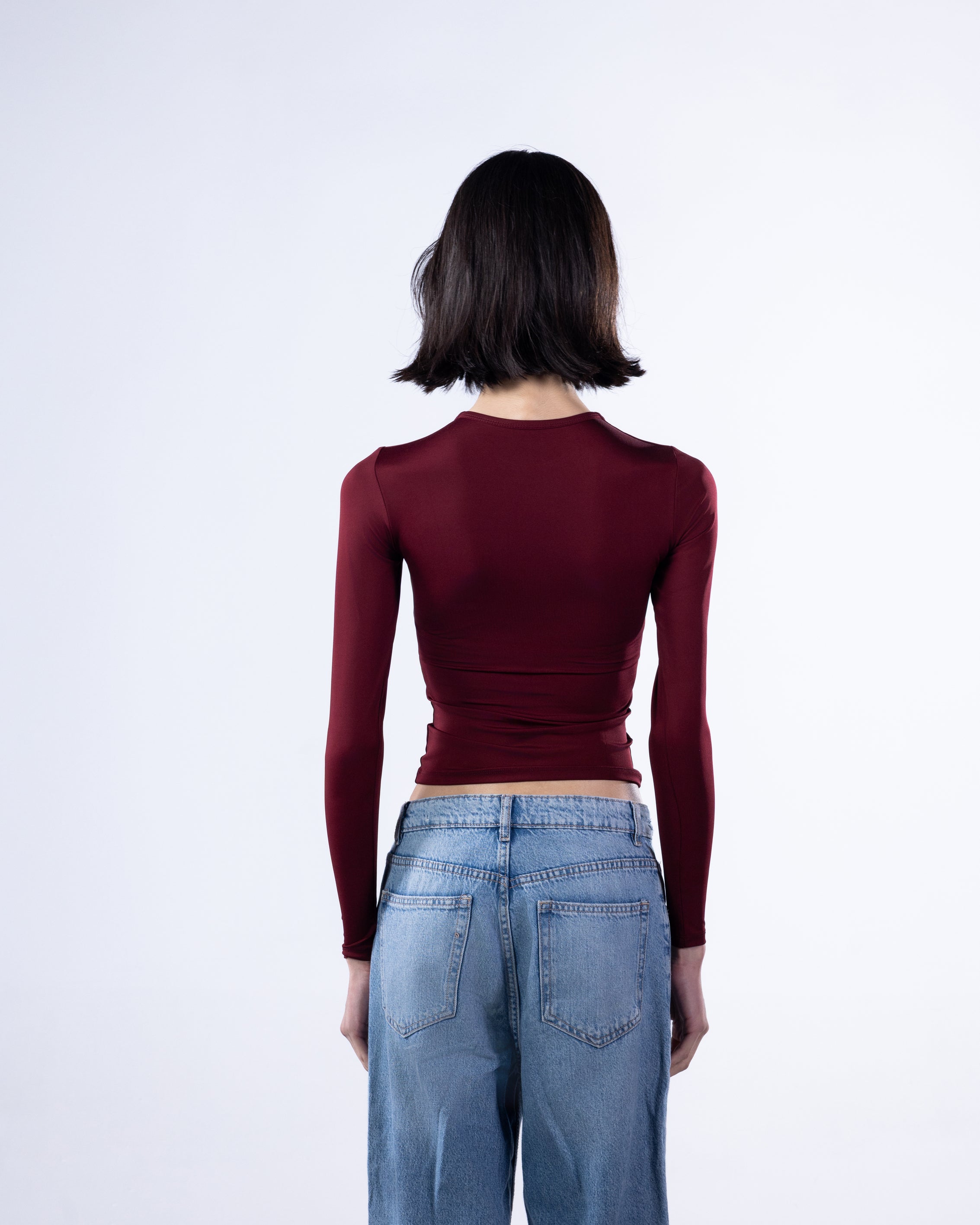 ROUND AERO CONTOUR LONG SLEEVE TOP - BURGUNDY