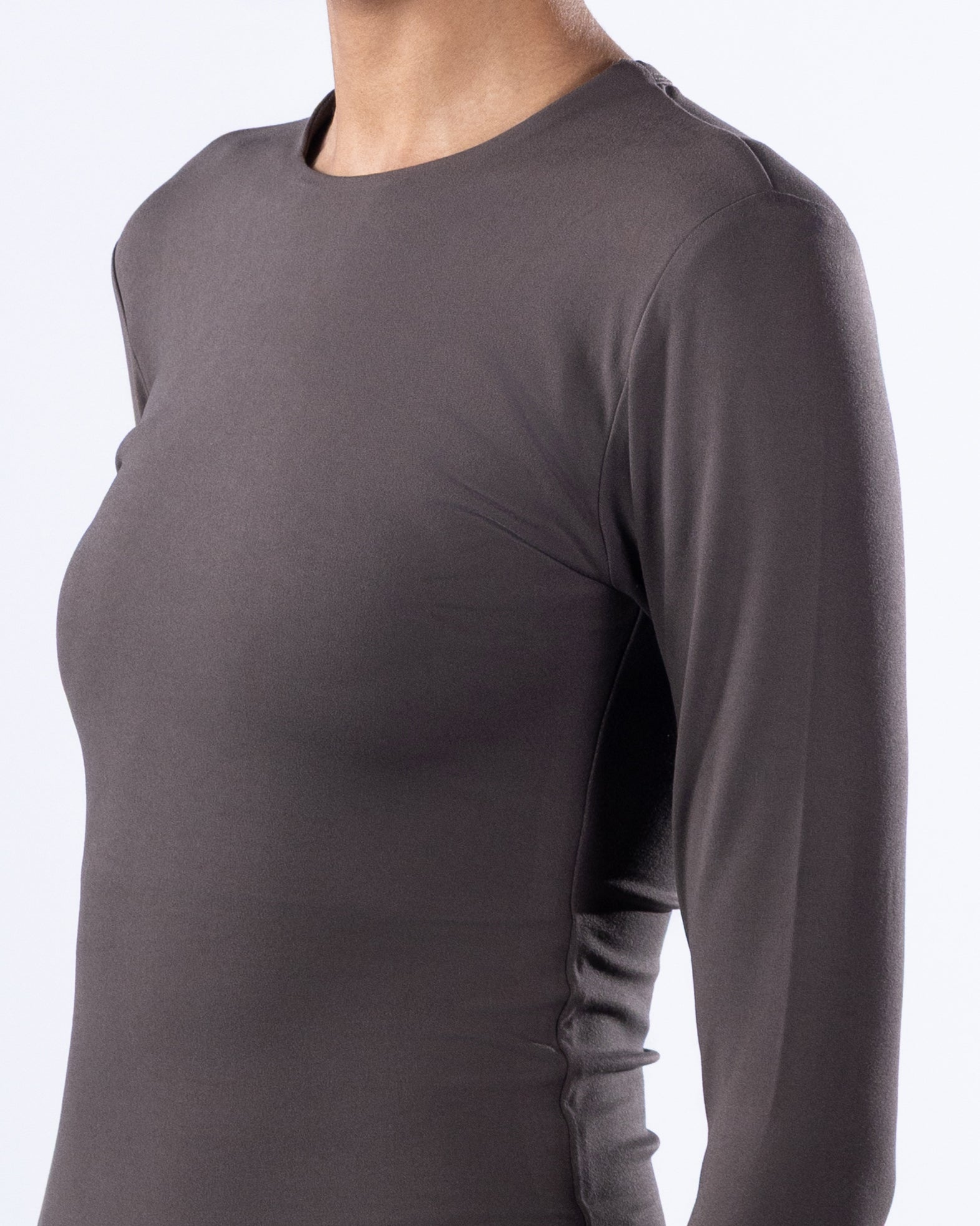 ROUND AERO CONTOUR LONG SLEEVE TOP - TAUPE