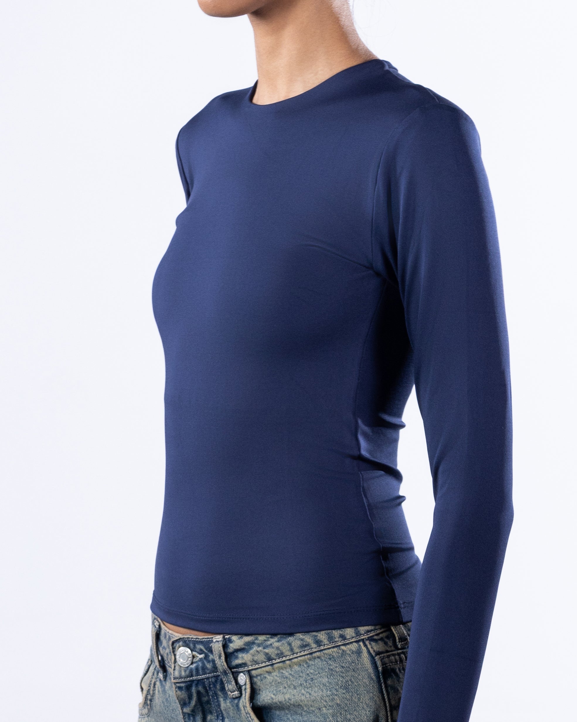 ROUND AERO CONTOUR LONG SLEEVE TOP - NAVY BLUE