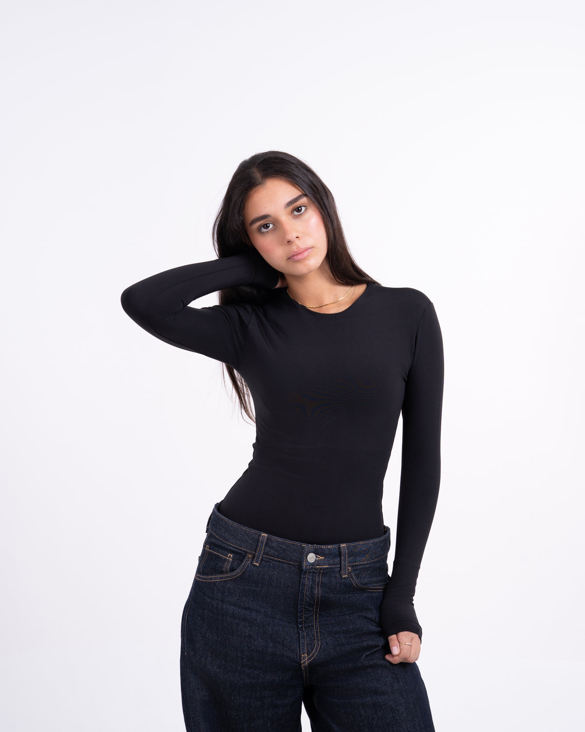 ROUND AERO CONTOUR LONG SLEEVE TOP - BLACK