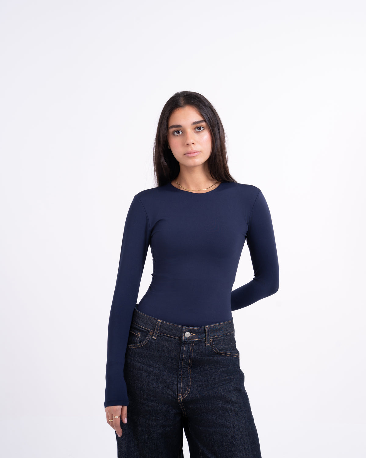 ROUND AERO CONTOUR LONG SLEEVE TOP - NAVY BLUE