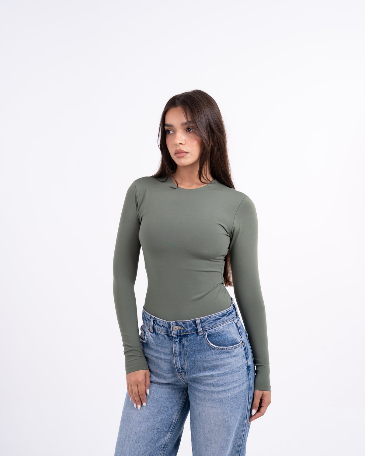 ROUND AERO CONTOUR LONG SLEEVE TOP - OLIVE