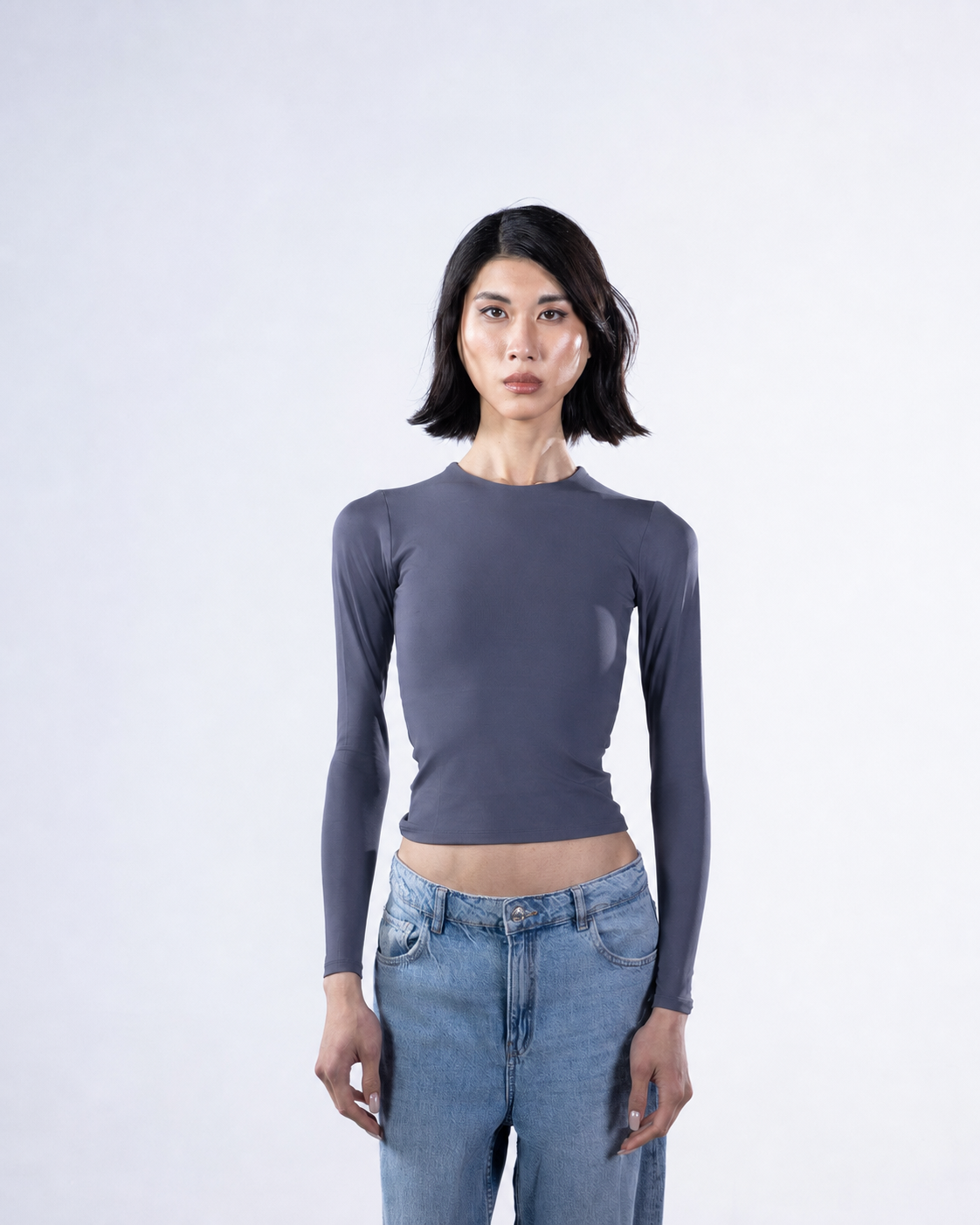 ROUND AERO CONTOUR LONG SLEEVE TOP - GREY