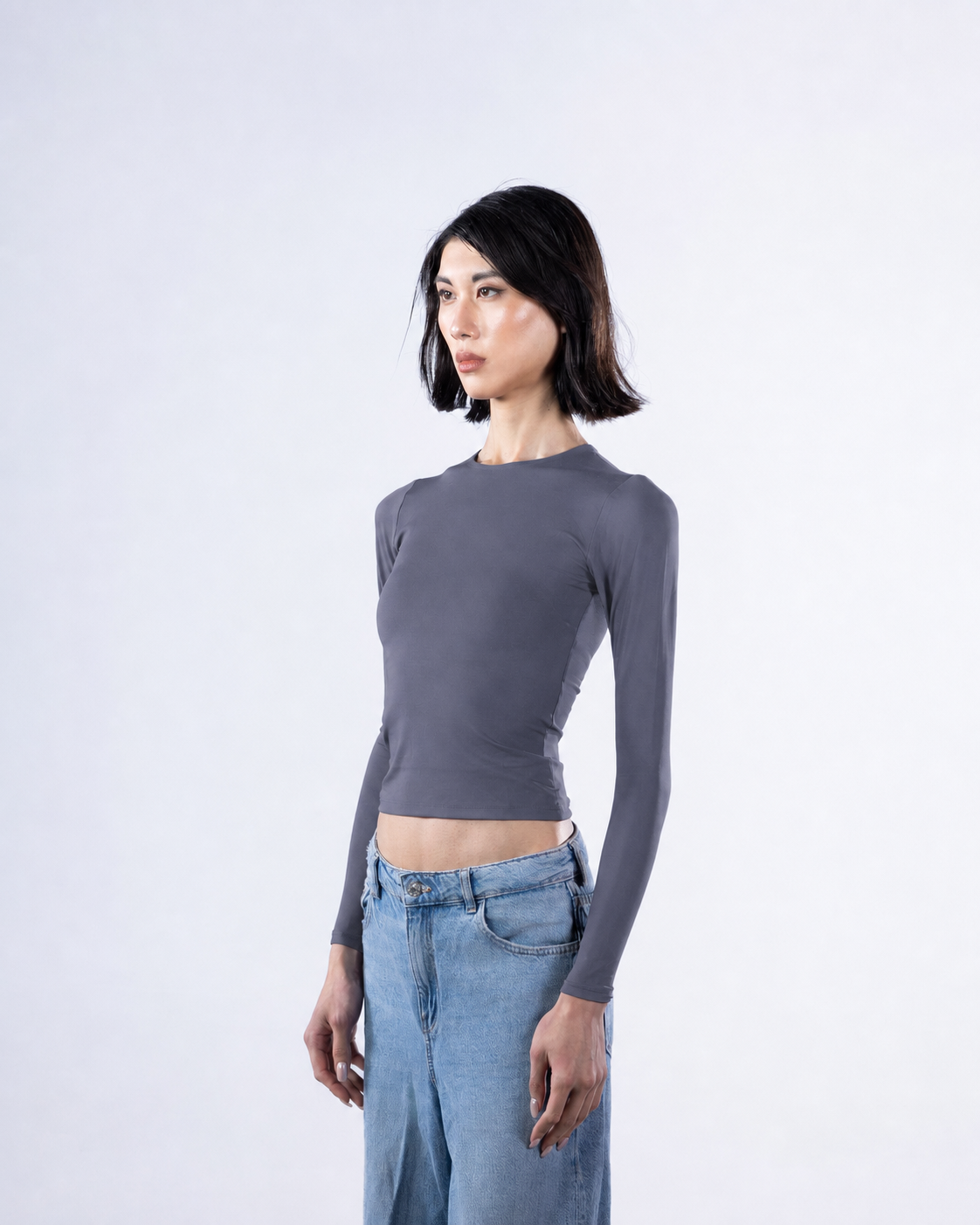 ROUND AERO CONTOUR LONG SLEEVE TOP - GREY